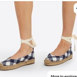 Draper james navy gingham espadrille flats new in box 7.5m